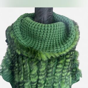 Green Knit and Fur vest